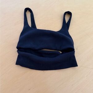 Black Ribbed alo cutout top